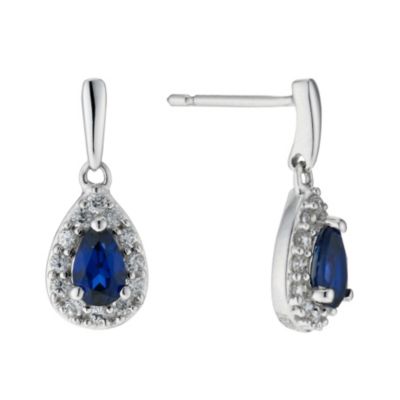 9ct white gold created sapphire & cubic zirconia earrings - Product number 9274634