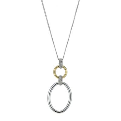Sterling silver & 9ct yellow gold diamond pendant - Product number 9275274