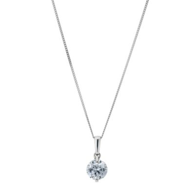 9ct white gold Swarovski cubic zirconia 7mm pendant - Product number 9275282