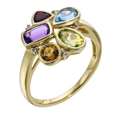 9ct yellow gold multi coloured stone ring - Product number 9275290