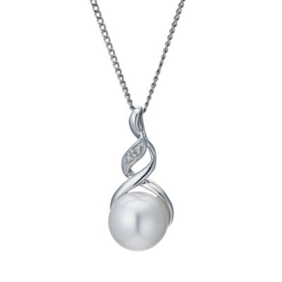 9ct white gold and diamond open twist pendant - Product number 9275371