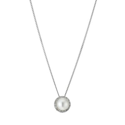 9ct white gold 18" diamond & pearl pendant - Product number 9275452