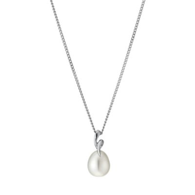 9ct white gold cultured freshwater pearl twist pendant - Product number 9275479