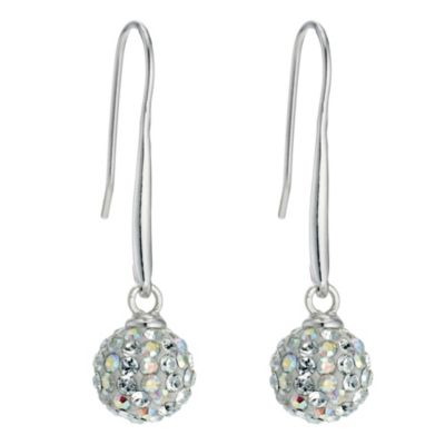Silver crystal ball drop earrings - Product number 9275819
