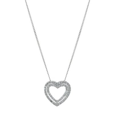 9ct white gold cubic zirconia double heart pendant - Product number 9275843
