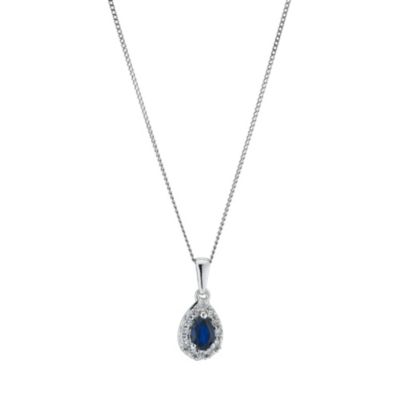 9ct white gold created sapphire & cubic zirconia pendant - Product number 9275894