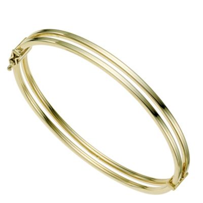 9ct yellow gold double bar hinged bangle - Product number 9276289