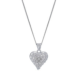 Platinum & Silver Beaded Heart PendantPlatinum & Silver Beaded Heart Pendant