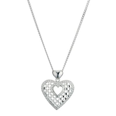 Silver Diamond Cut Filigree Heart Pendant - Product number 9276300