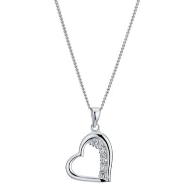Silver Open Heart & Cubic Zirconia Pendant - Product number 9276491