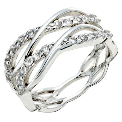 Silver & Cubic Zirconia Weave Ring