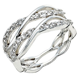 Silver Cubic Zirconia Weave Ring Size P
