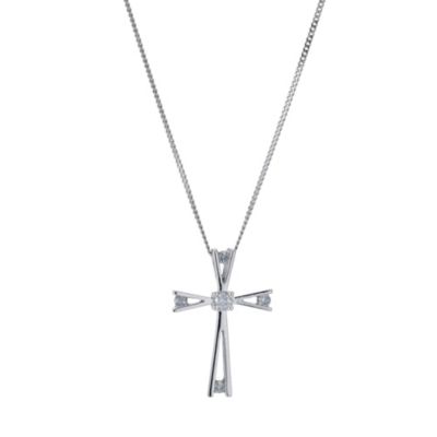 9ct white gold diamond cross pendant - Product number 9276718