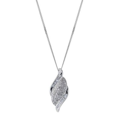 9ct white gold 1/4 carat diamond teabag pendant - Product number 9276750
