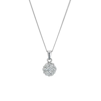 9ct  white gold 1/2 carat diamond cluster pendant - Product number 9276785