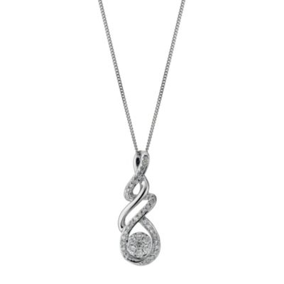 9ct white gold 0.15 carat diamond cluster twist pendant - Product number 9276874