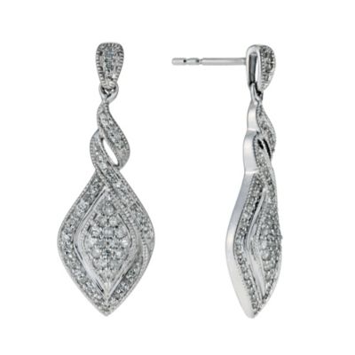 9ct white gold 1/2 carat diamond drop earrings - Product number 9276890