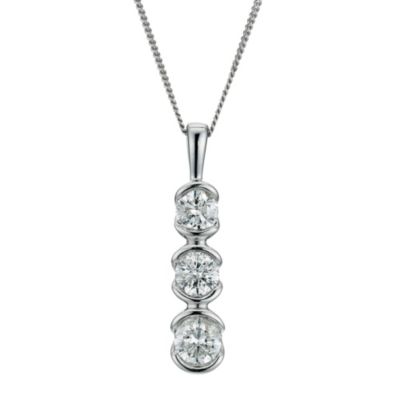 9ct white gold half carat diamond trilogy pendant - Product number 9276904
