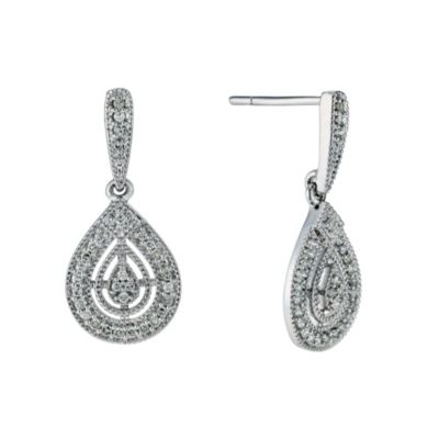 9ct white gold 0.20 carat diamond pear drop earrings - Product number 9276912