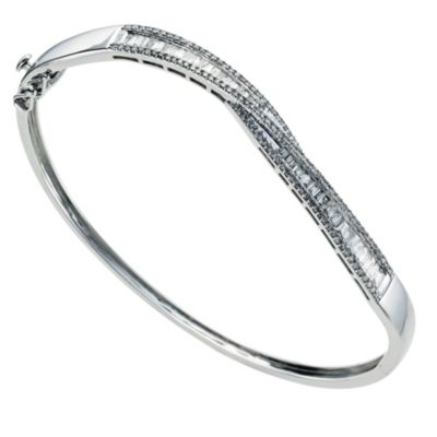 9ct white gold 1 carat diamond twist bangle - Product number 9276920