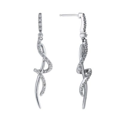 9ct white gold 20pt diamond swirl drop earrings - Product number 9276963