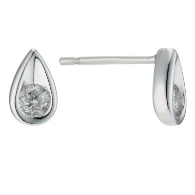 9ct white gold diamond pear stud earrings - Product number 9276971
