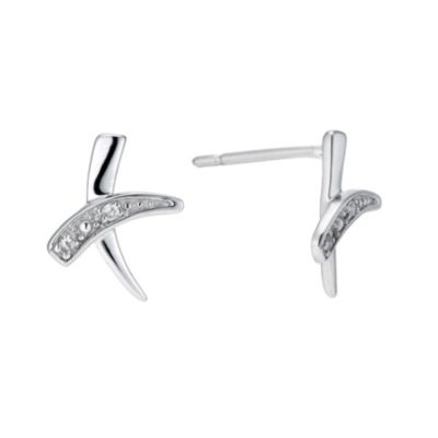 9ct white gold diamond kiss earrings - Product number 9277021