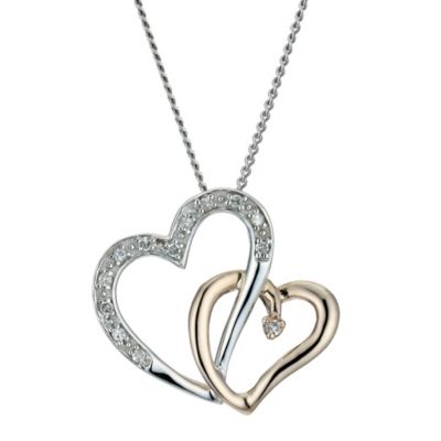 9ct white & rose gold diamond set heart pendant - Product number 9277072