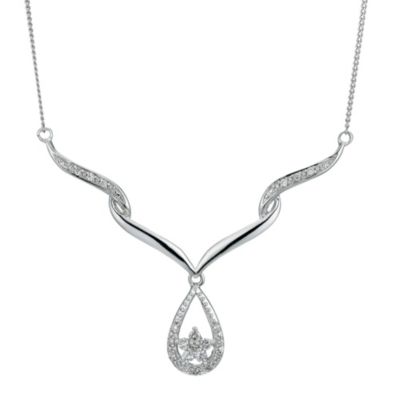 9ct white gold & diamond cluster collar necklace - Product number 9277099