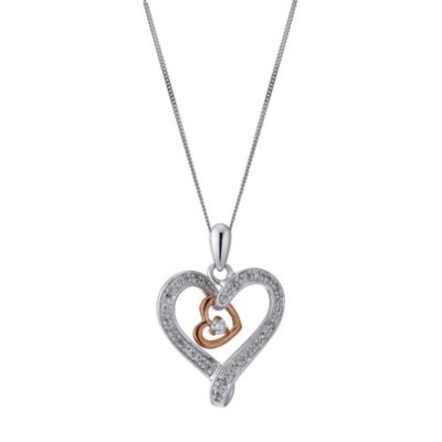 9ct white & rose gold diamond heart pendant - Product number 9277137