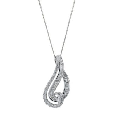 9ct white gold 1/2 carat diamond swirl pendant - Product number 9277145