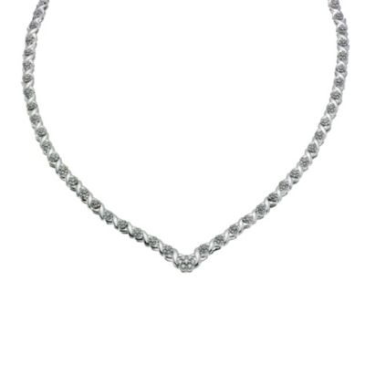 9ct white gold 11/2 diamond cluster collar - Product number 9277188
