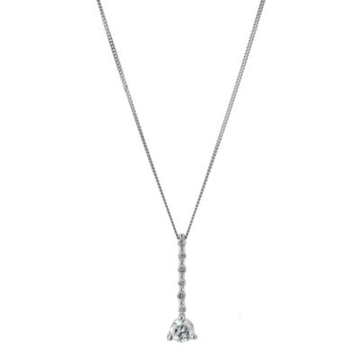 9ct white gold 1/4 carat diamond bar solitaire pendant - Product number 9277323