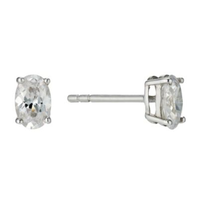 Silver Oval Cubic Zirconia Stud Earrings - Product number 9278117