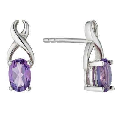 Viva Colour Silver Amethyst Kiss Earrings - Product number 9278141