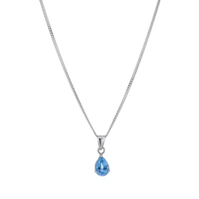 Sterling Silver Blue Topaz Teardrop Pendant