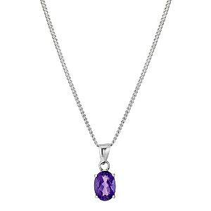 Viva Colour Silver Oval Amethyst Pendant