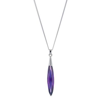 Viva Colour Sterling Silver and Purple Cubic Zirconia Drop