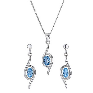 Viva Colour Silver Blue Topaz Earrings & Pendant Set