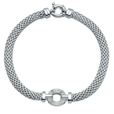 9ct white gold mesh diamond 7.5" bracelet - Product number 9278451