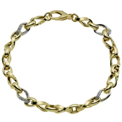 9ct two colour gold diamond twist 7.5" bracelet - Product number 9278729