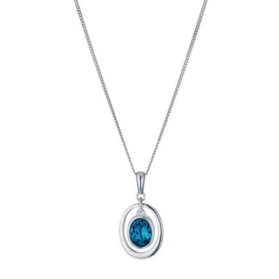 Silver & Blue Crystal  Oval Pendant - Product number 9278923