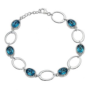 Silver & Blue Crystal Oval Bracelet