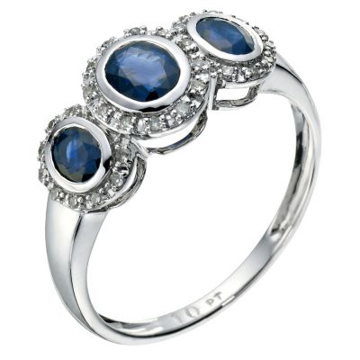 9ct white gold sapphire & diamond ring - Product number 9279393