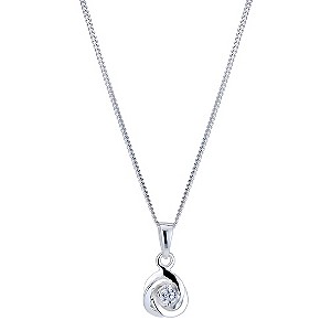 H Samuel Sterling Silver and Cubic Zirconia Knot Pendant