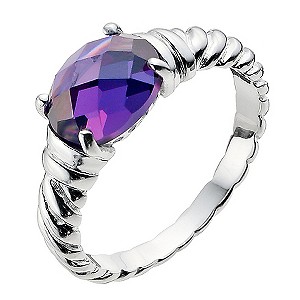 Viva Colour Silver Purple Cubic Zirconia Ring - Size N