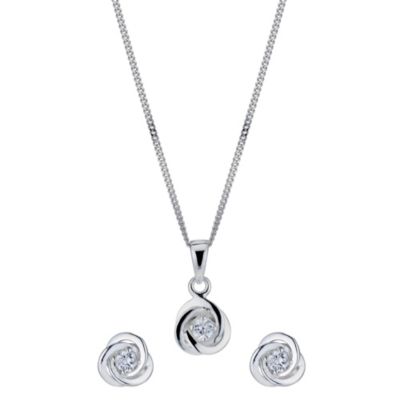 H Samuel Sterling Silver and Cubic Zirconia Knot Box Set