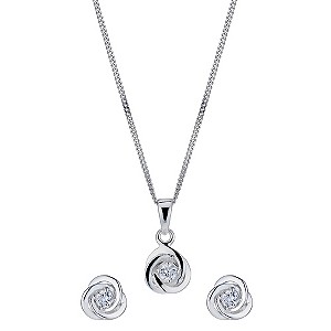 H Samuel Sterling Silver and Cubic Zirconia Knot Box Set