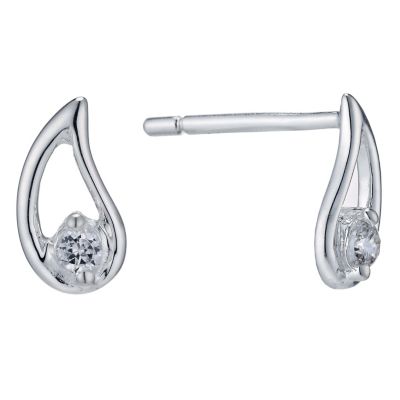 Silver Cubic Zirconia Tear Drop Stud Earrings - Product number 9279660