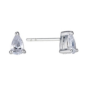 Sterling Silver Cubic Zirconia Pear Stud Earrings